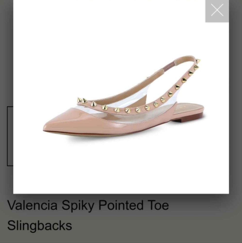 Leather Valencia spikey pointy toe slingback Flats size 8.5
